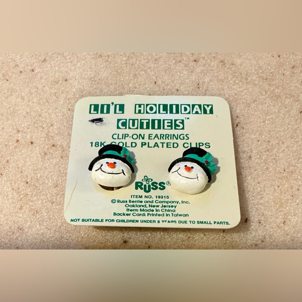 Russ Lil' Holiday Cuties Snowman Earrings